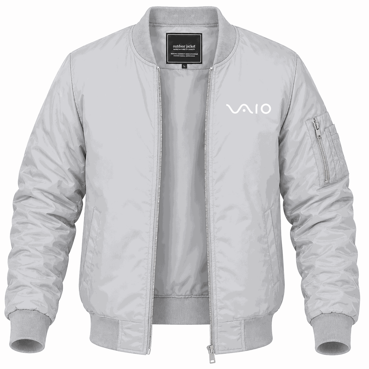 Men's Sony VAIO Curvy White Lightweight Bomber Jacket - Gray