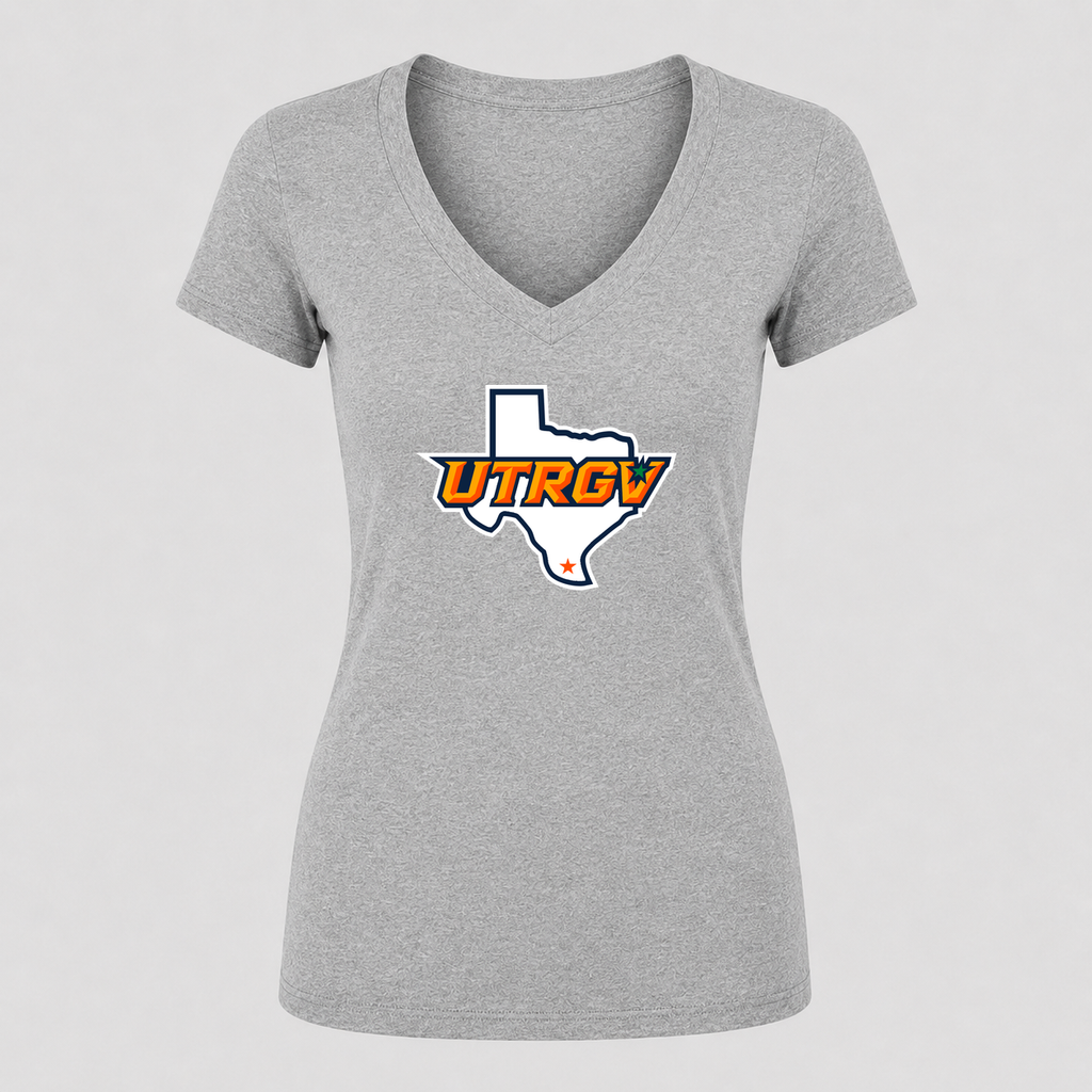 Women's UTRGV Vaqueros V Neck T-Shirt in gray