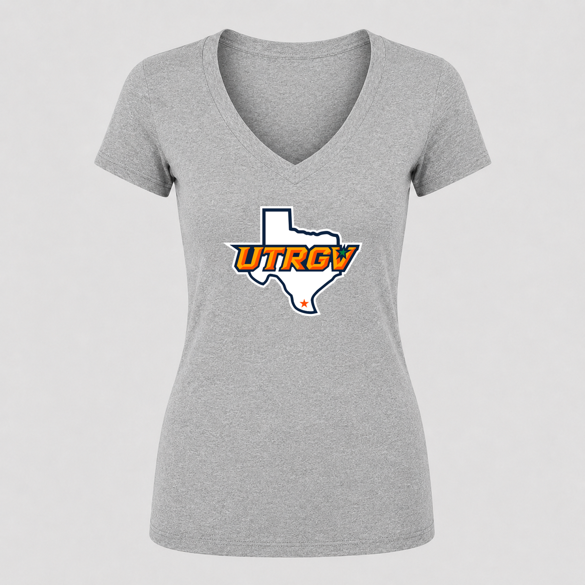 Women's UTRGV Vaqueros V Neck T-Shirt in gray