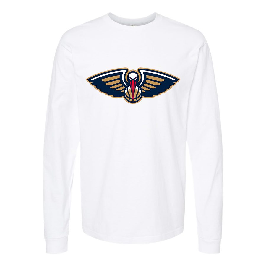 Men's New Orleans Pelicans Long sleeves Cotton Blend T-Shirt - White