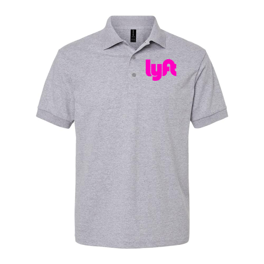 Men's Lyft Pink Logo Dry Blend Polo - Gray