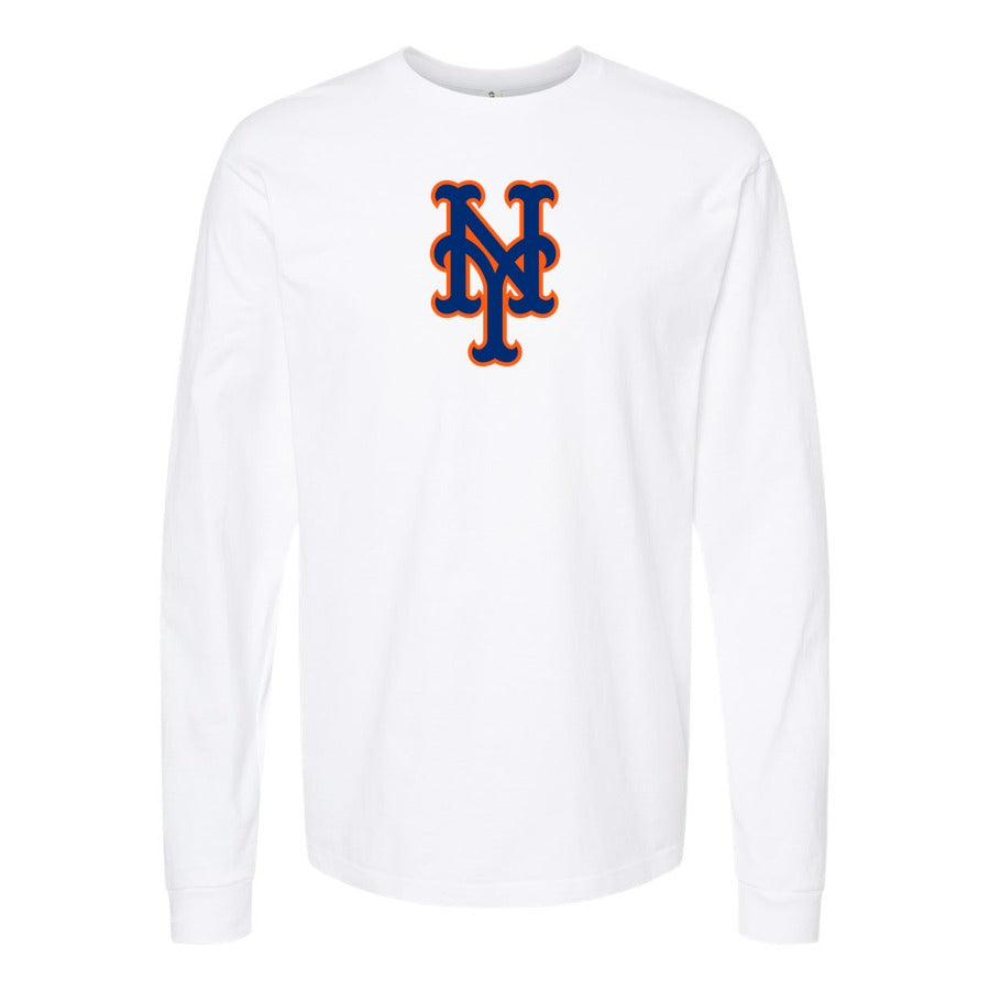 Men's New York Mets Long sleeves Cotton Blend T-Shirt - White