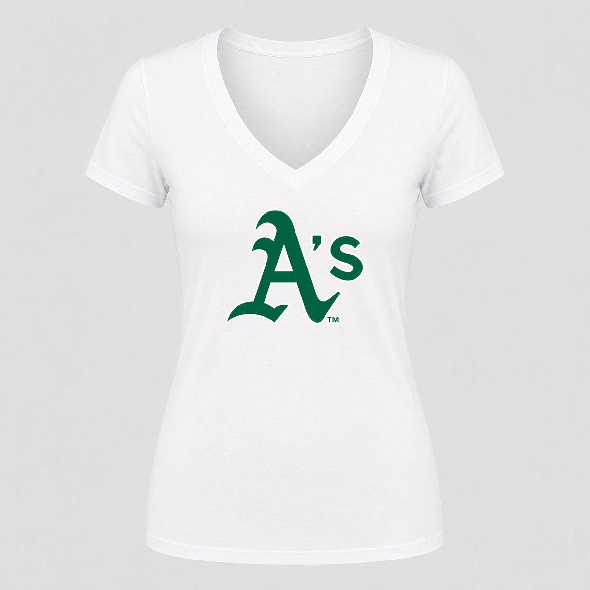 Women's Oakland Athletics V Neck T-Shirt in white