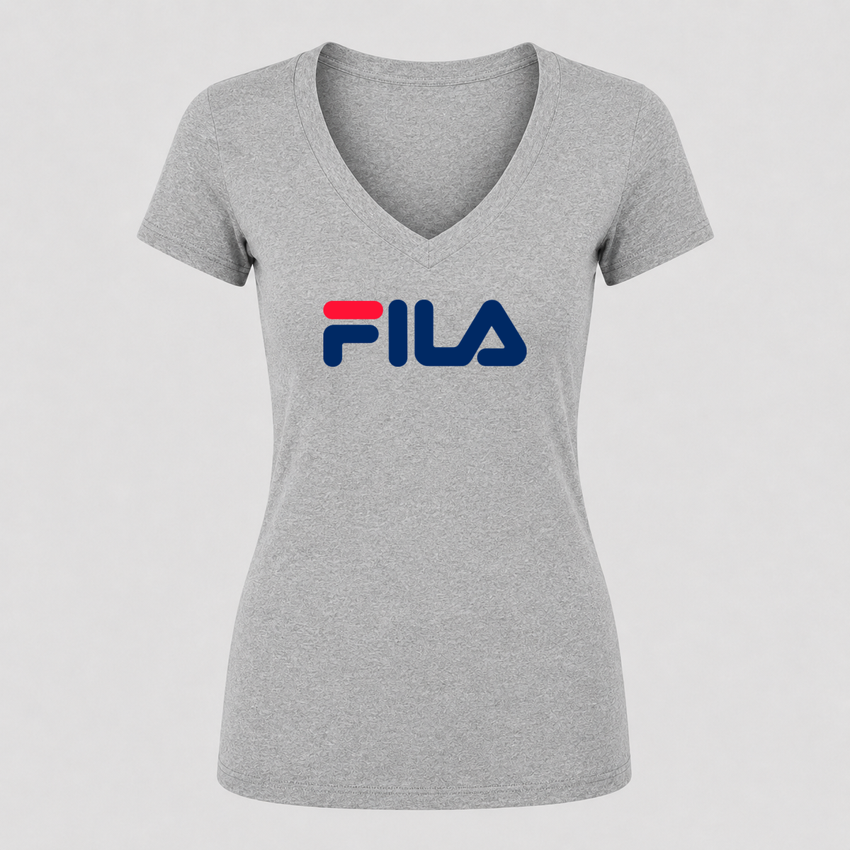 Women's Fila V Neck T-Shirt in gray
