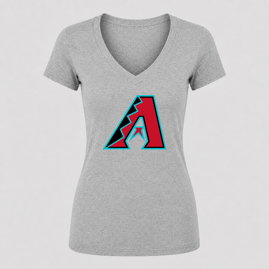 Women's Arizona Diamondbacks V Neck T-Shirt in gray