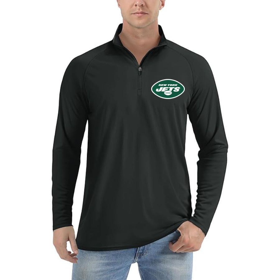 New York Jets quarter-zip athletic shirt in Black