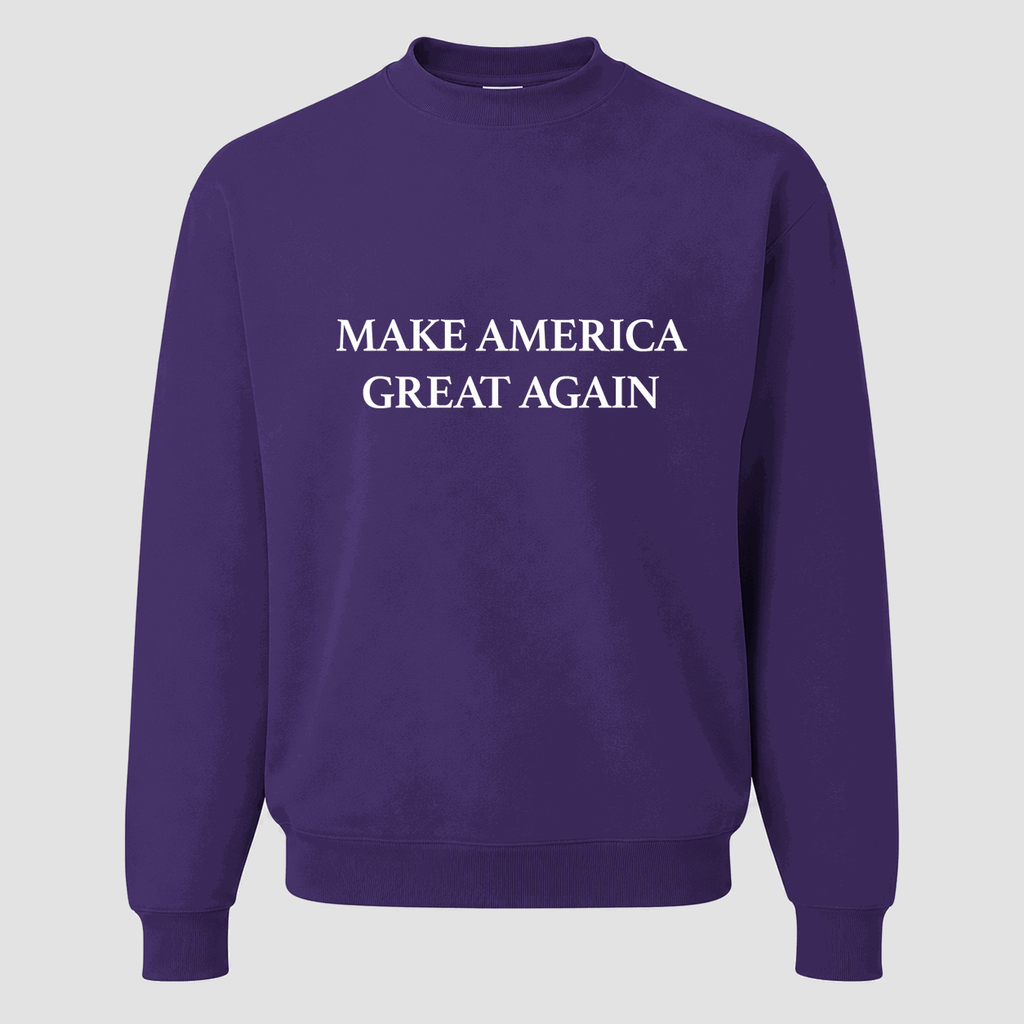 Men's Make America Great Again White Logo Crewneck Sweatshirt - Purple