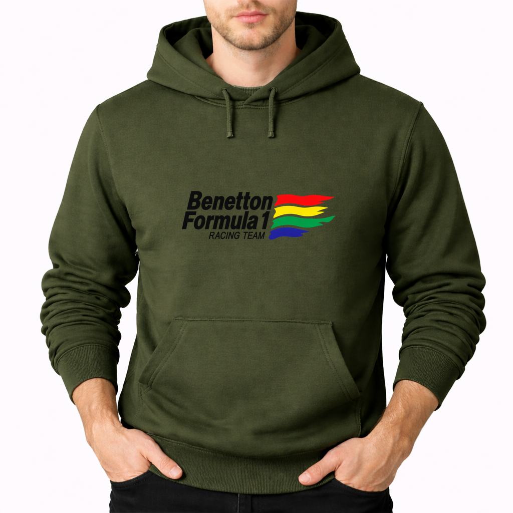Men's Benetton Formula 1 Racing Team Pullover Hoodie - Army Green