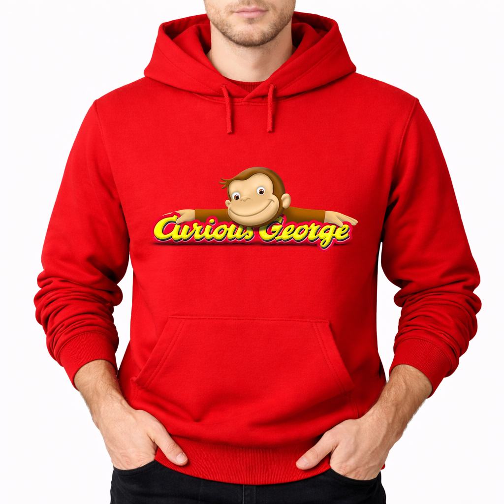 Men's Curious George Pullover Hoodie - Red