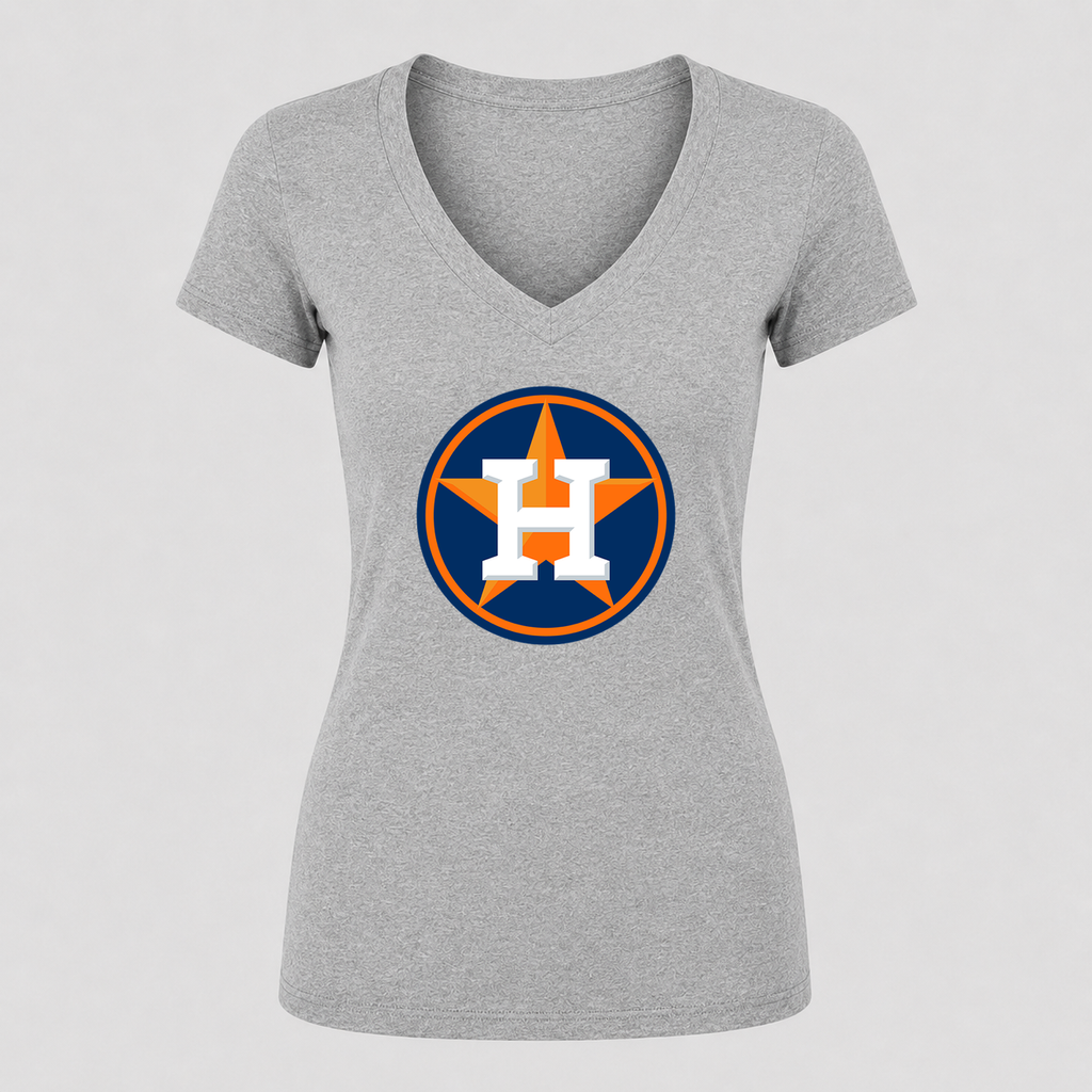 Women's Houston Astros V Neck T-Shirt in gray