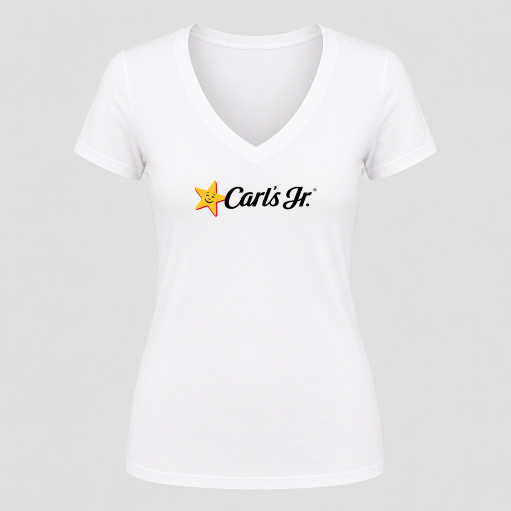 Women's Carl’s Jr. V Neck T-Shirt in white