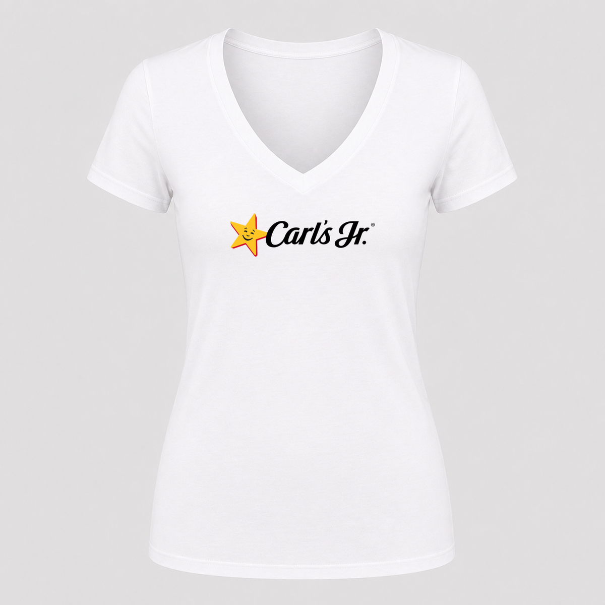 Women's Carl’s Jr. V Neck T-Shirt in white