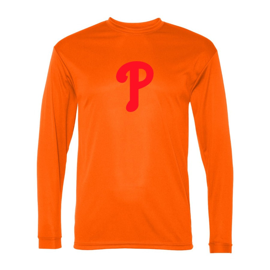 Men's Philadelphia Phillies Polyester Long Sleeve T-Shirt - Orange