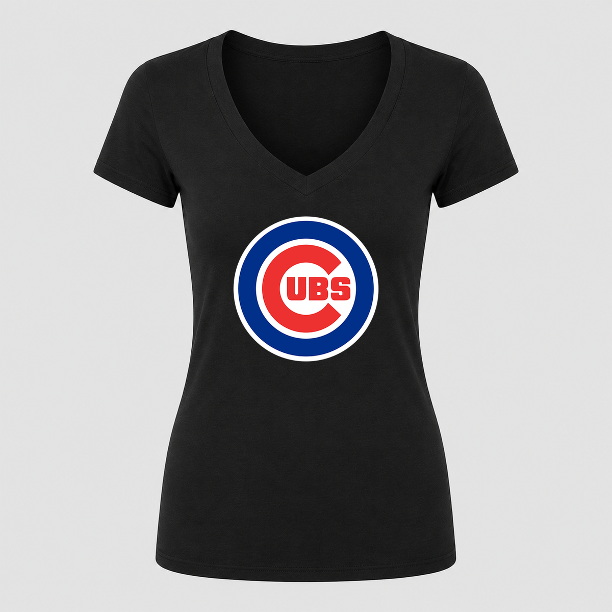 Women's Chicago Cubs V Neck T-Shirt in black