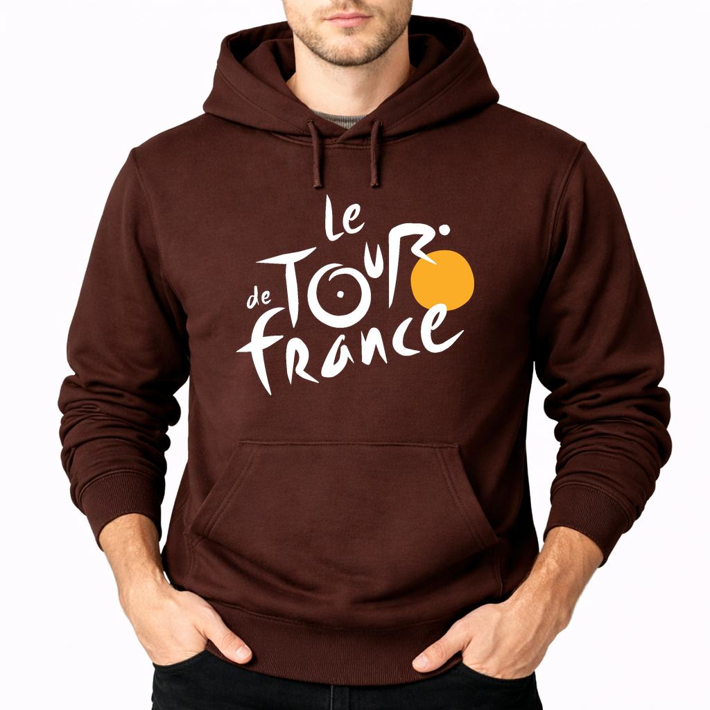 Men's Tour de France White Pullover Hoodie - Brown