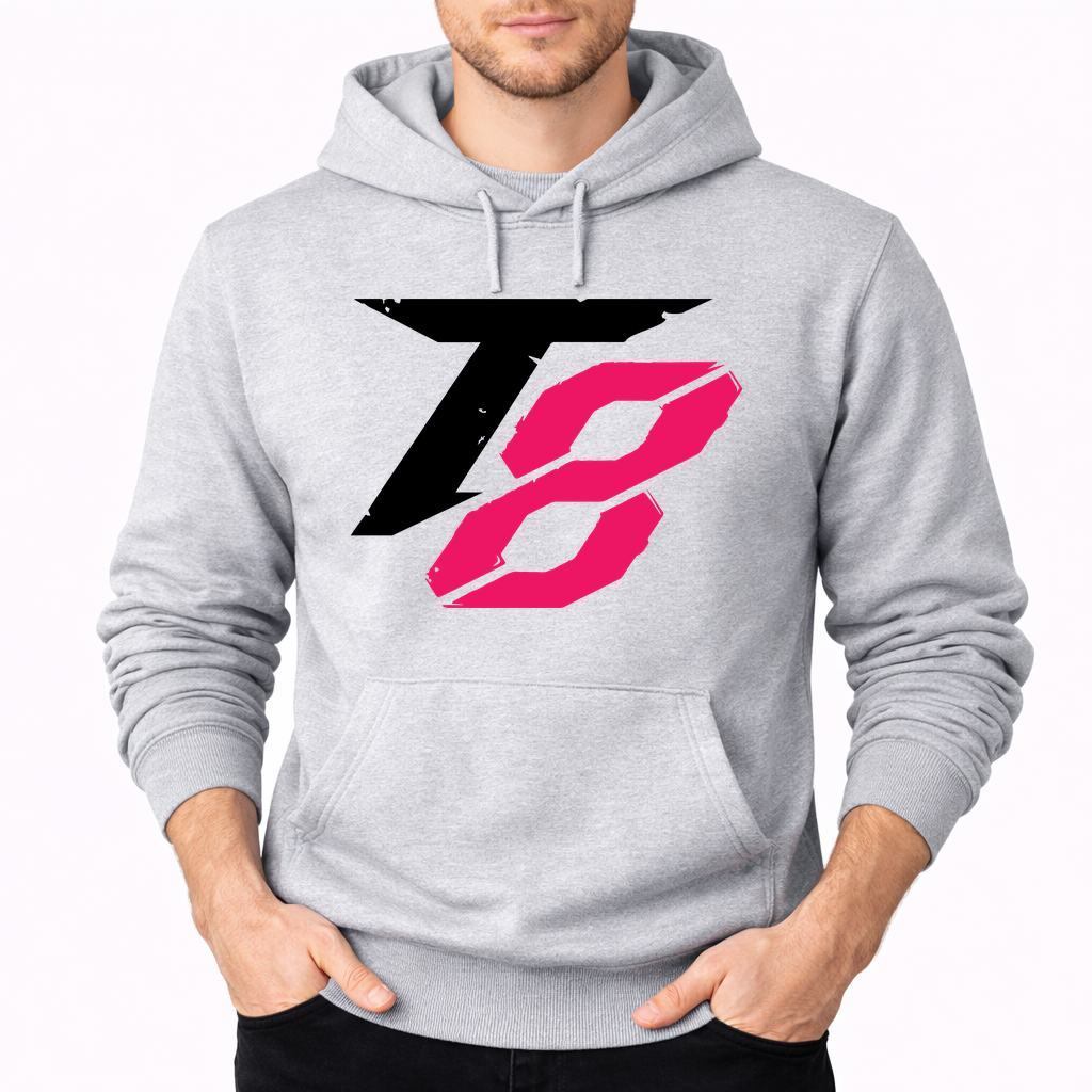 Men's Tekken 8 Black Logo Pullover Hoodie - Gray
