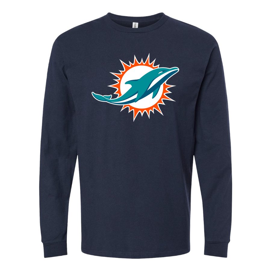 Men's Miami Dolphins Long sleeves Cotton Blend T-Shirt - Navy