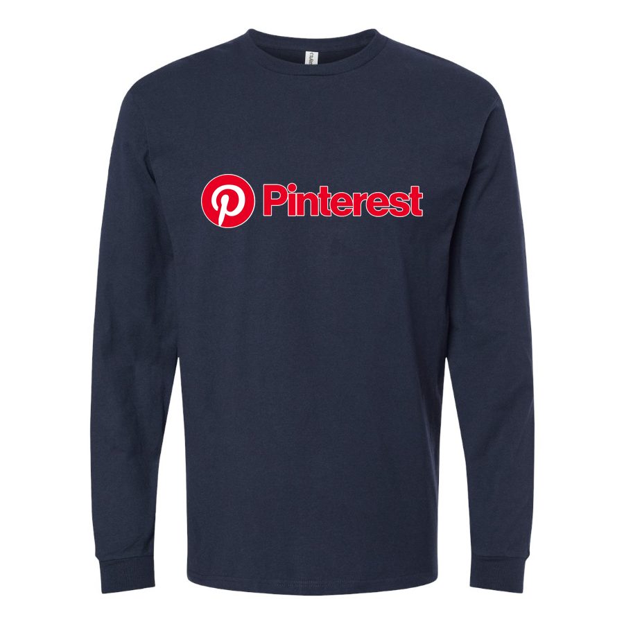 Men's pinterest-logo Long sleeves Cotton Blend T-Shirt - Navy