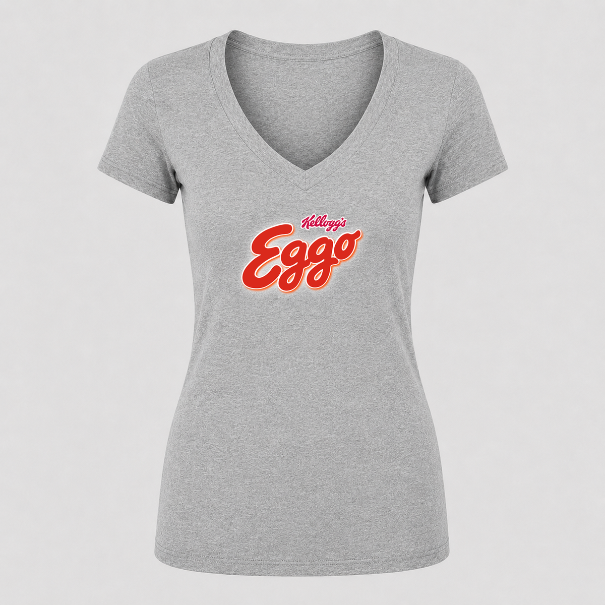 Women's Eggo V Neck T-Shirt in gray