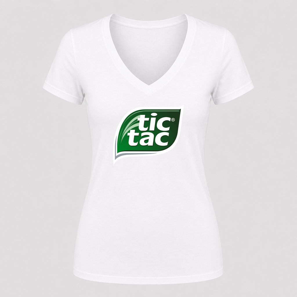 Women's Tic Tac V Neck T-Shirt in white