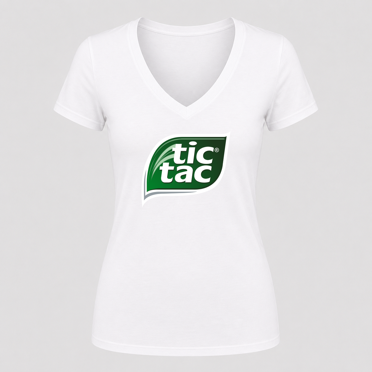 Women's Tic Tac V Neck T-Shirt in white