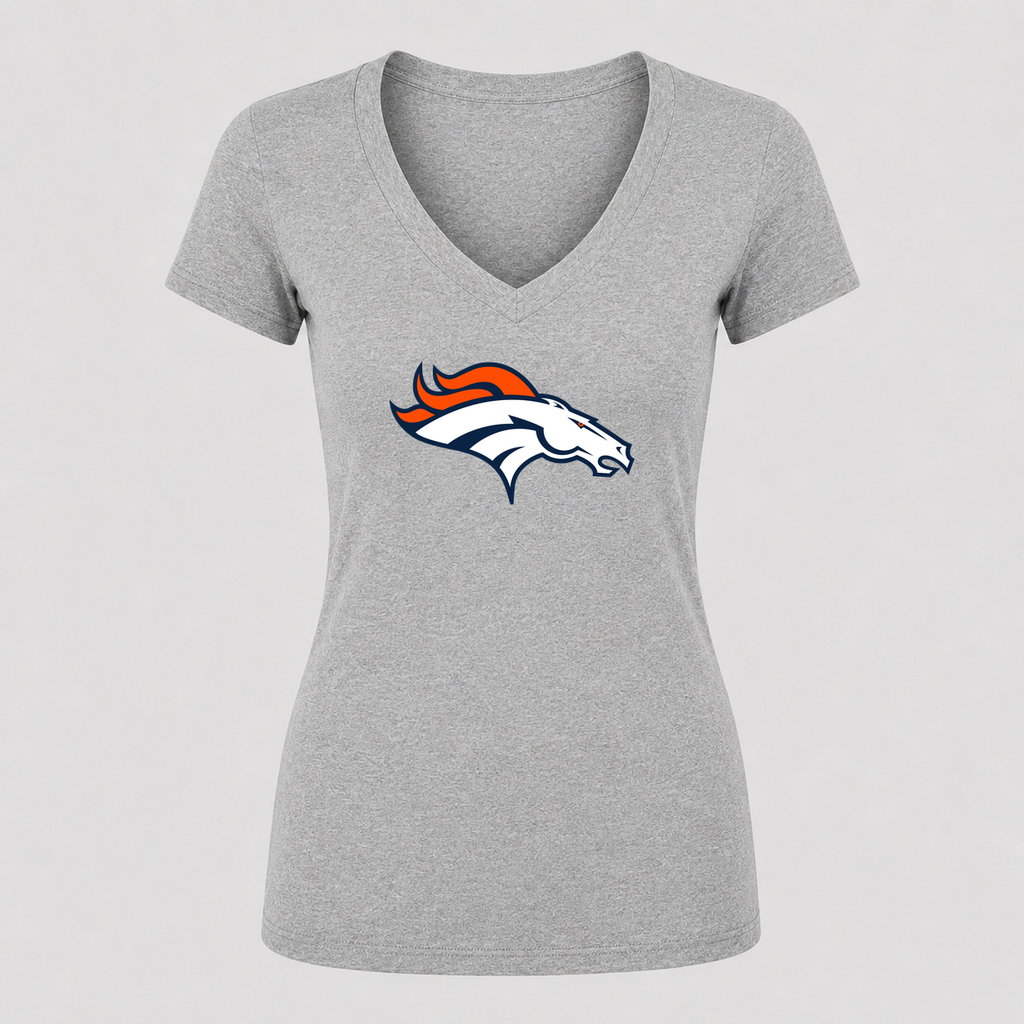 Women's Denver Broncos V Neck T-Shirt in gray