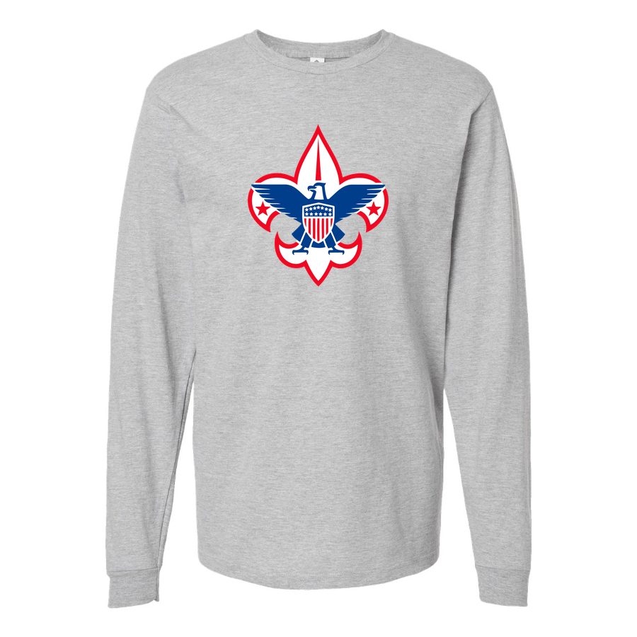 Men's Boy-Scout-Logo-1536x864 Long sleeves Cotton Blend T-Shirt - Gray