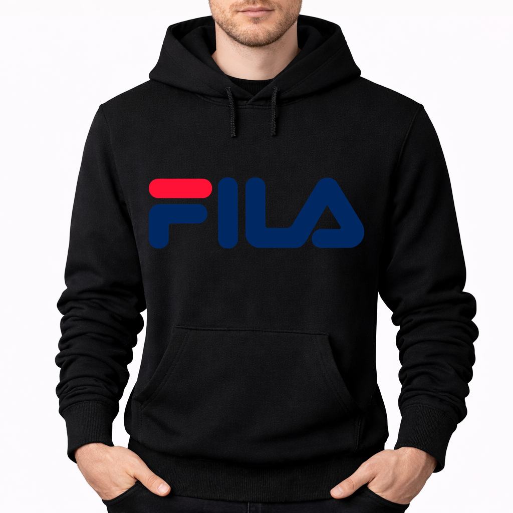 Men's Fila Pullover Hoodie - Black