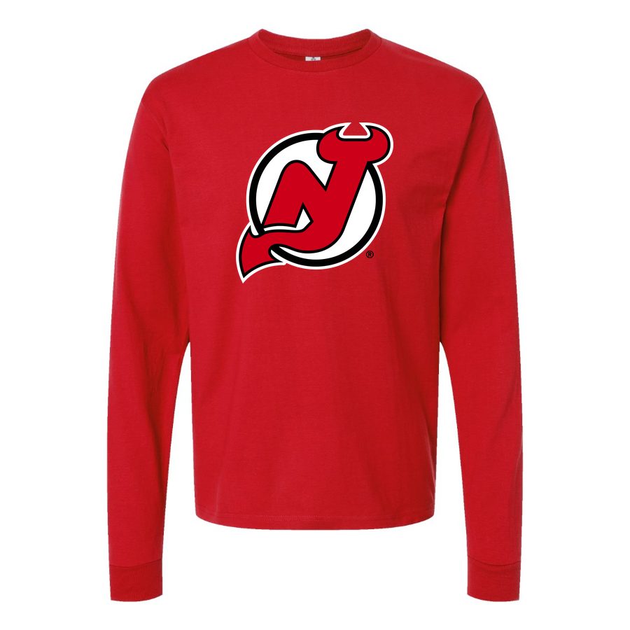 Men's New Jersey Devils Long sleeves Cotton Blend T-Shirt - Red