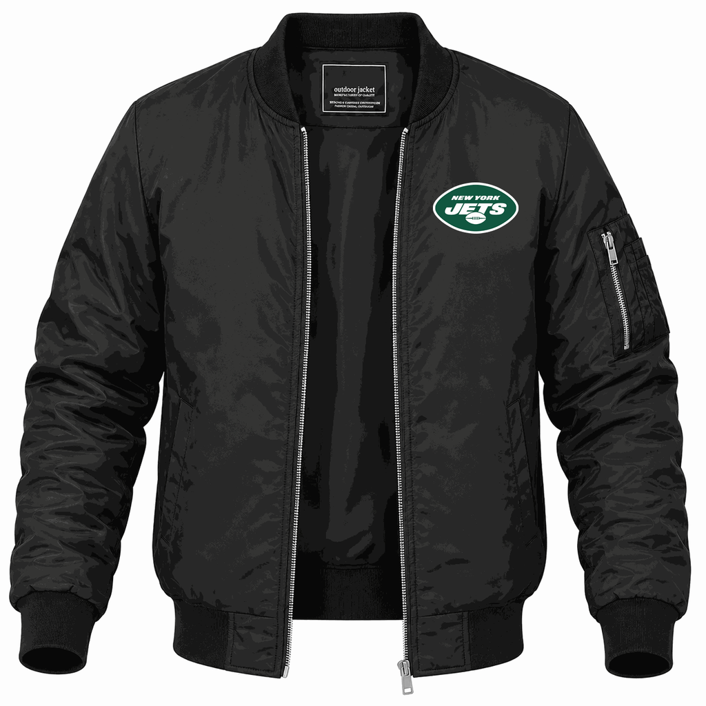 Men's New York Jets Lightweight Bomber Jacket - Black