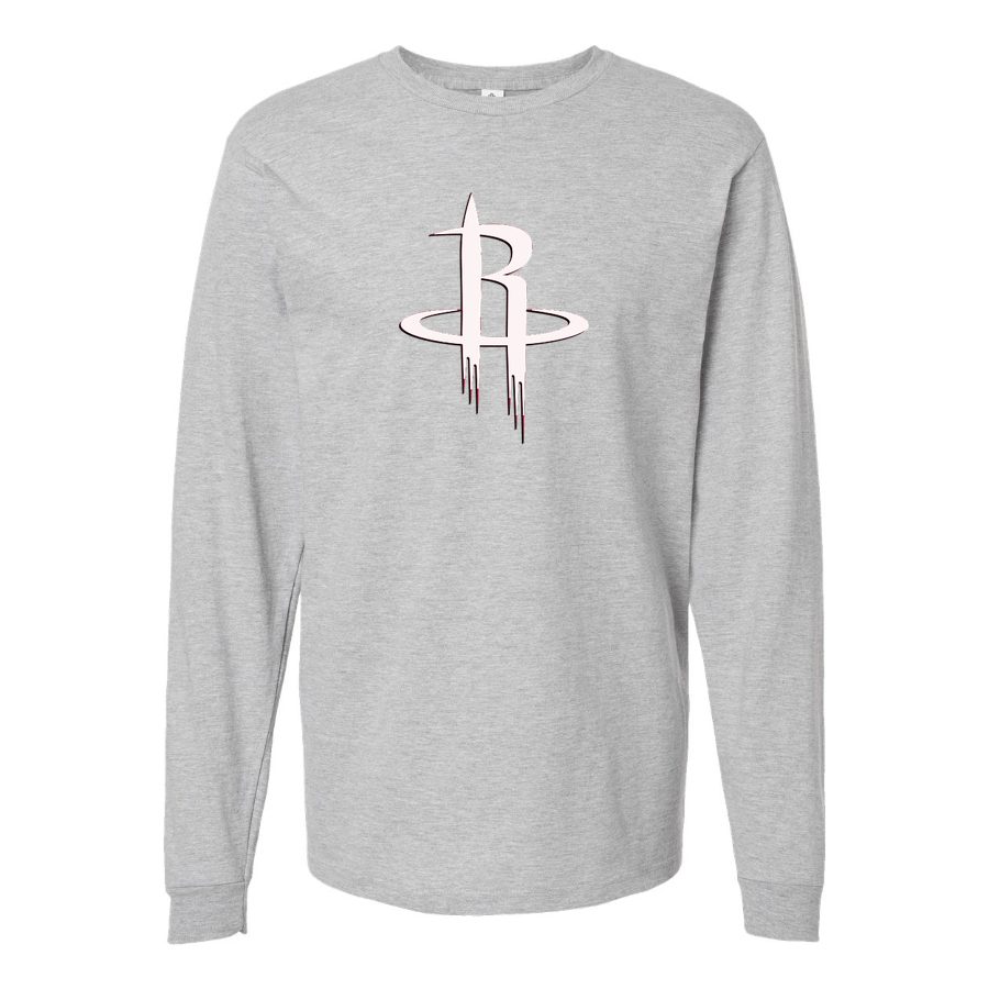 Men's army greeoustonrocksn Long sleeves Cotton Blend T-Shirt - Gray