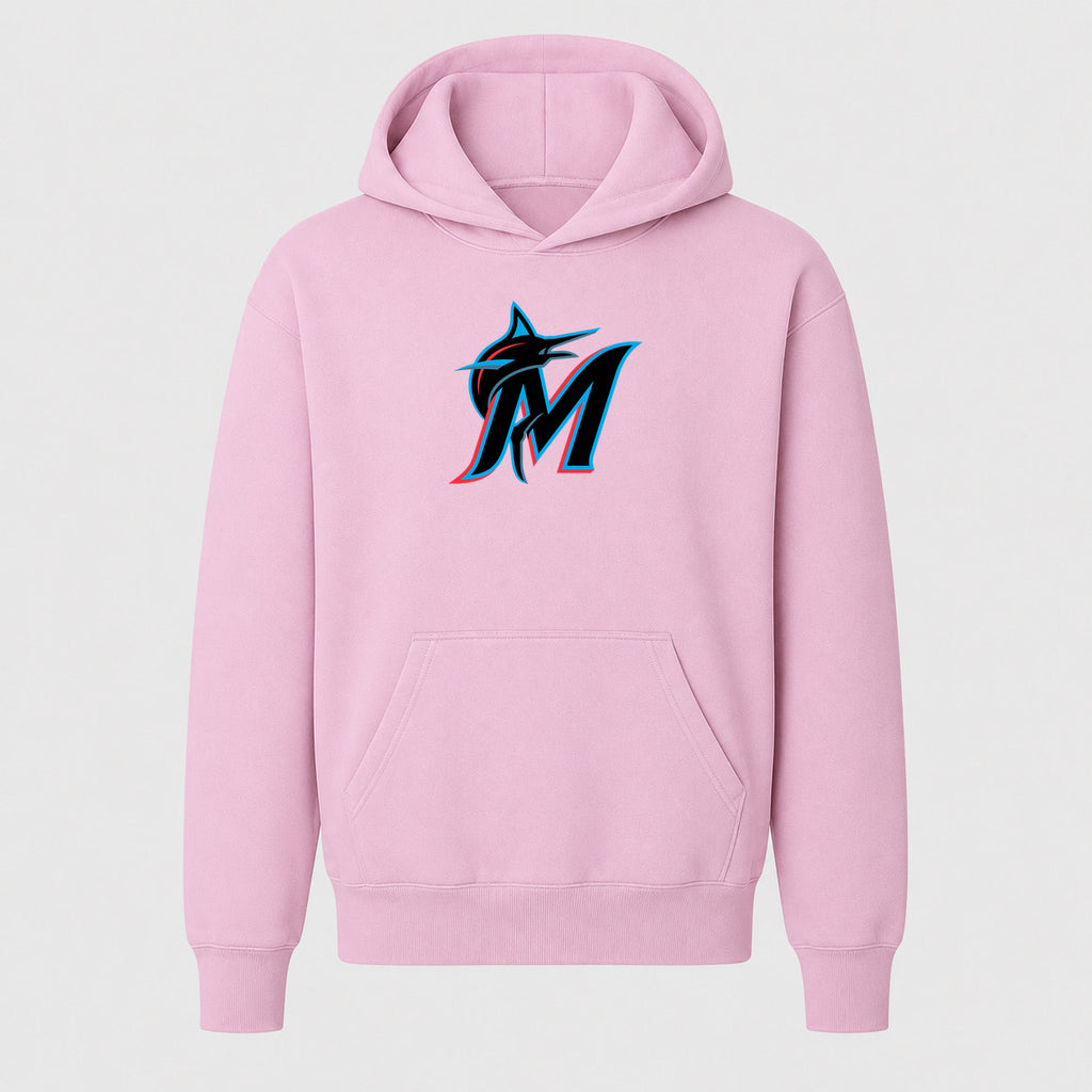 Youth Miami Marlins Pullover Hoodie - Light Pink