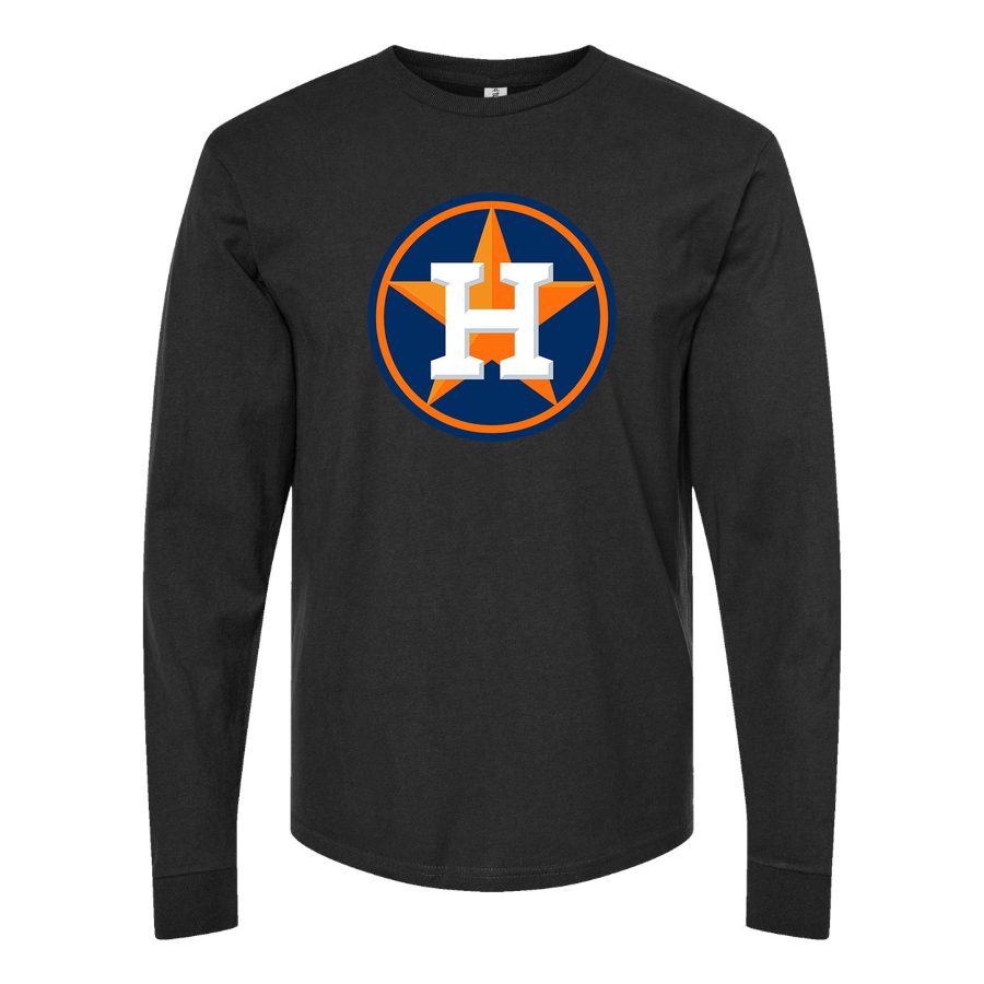 Men's Houston Astros Long sleeves Cotton Blend T-Shirt - Black
