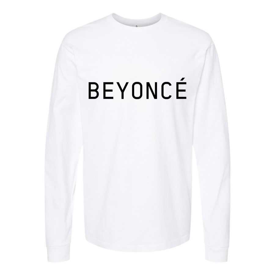 Men's Beyonce-Logo Long sleeves Cotton Blend T-Shirt - White