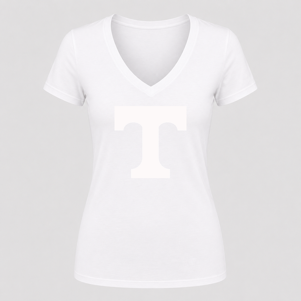 Women's Tennessee Volunteers Alternate Design V Neck T-Shirt in white