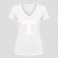 Women's Tennessee Volunteers Alternate Design V Neck T-Shirt in white