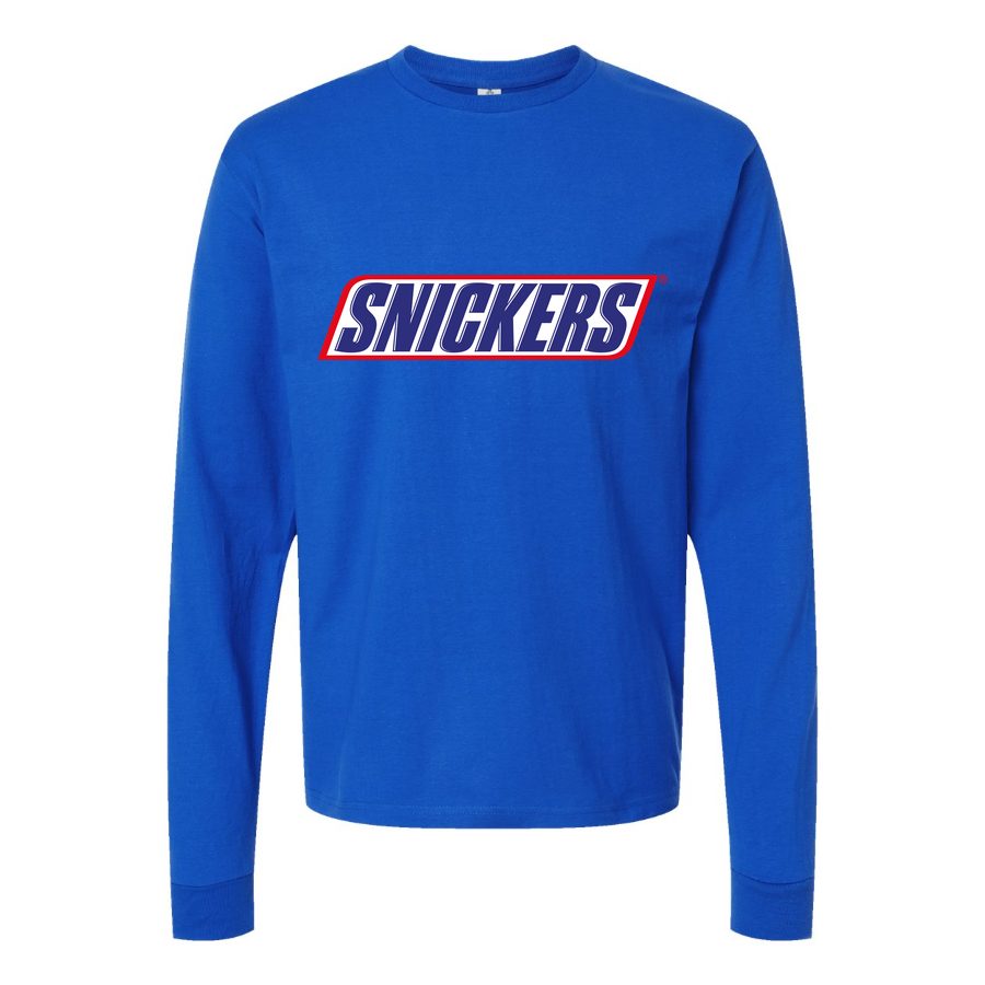 Men's Snickers-Logo-food-1536x864 Long sleeves Cotton Blend T-Shirt - Blue