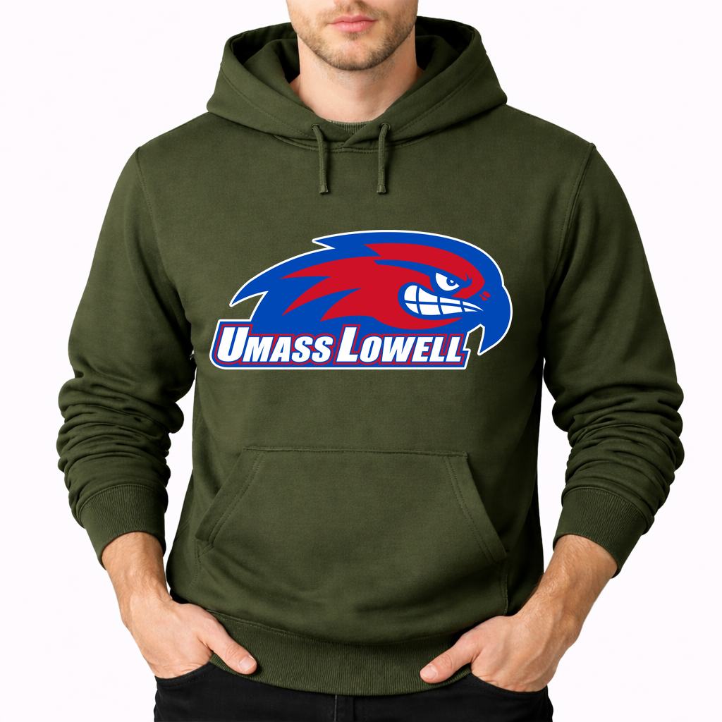Men's UMass Lowell River Hawks Pullover Hoodie - Army Green