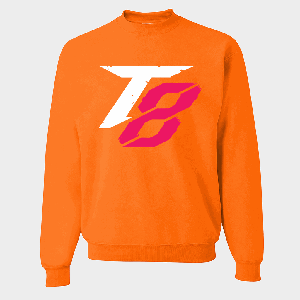 Men's Tekken 8 White Logo Crewneck Sweatshirt - Orange