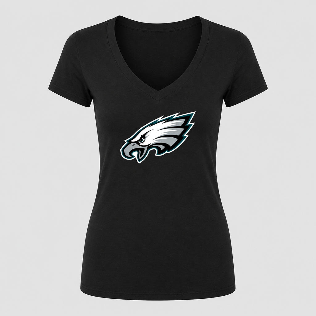 Women's Philadelphia Eagles V Neck T-Shirt in black