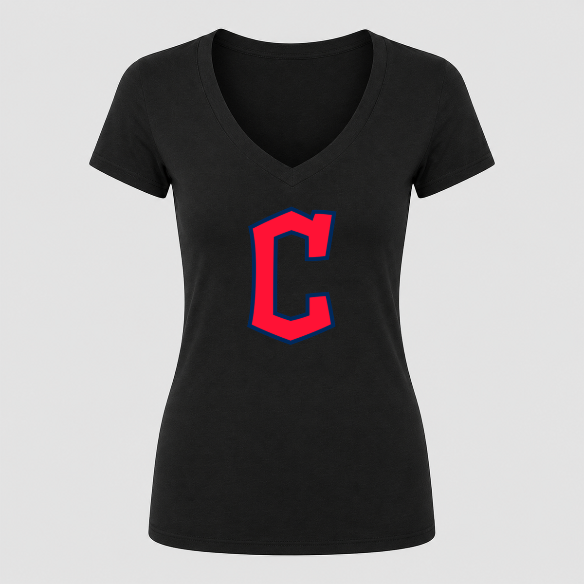 Women's Cleveland Guardians V Neck T-Shirt in black