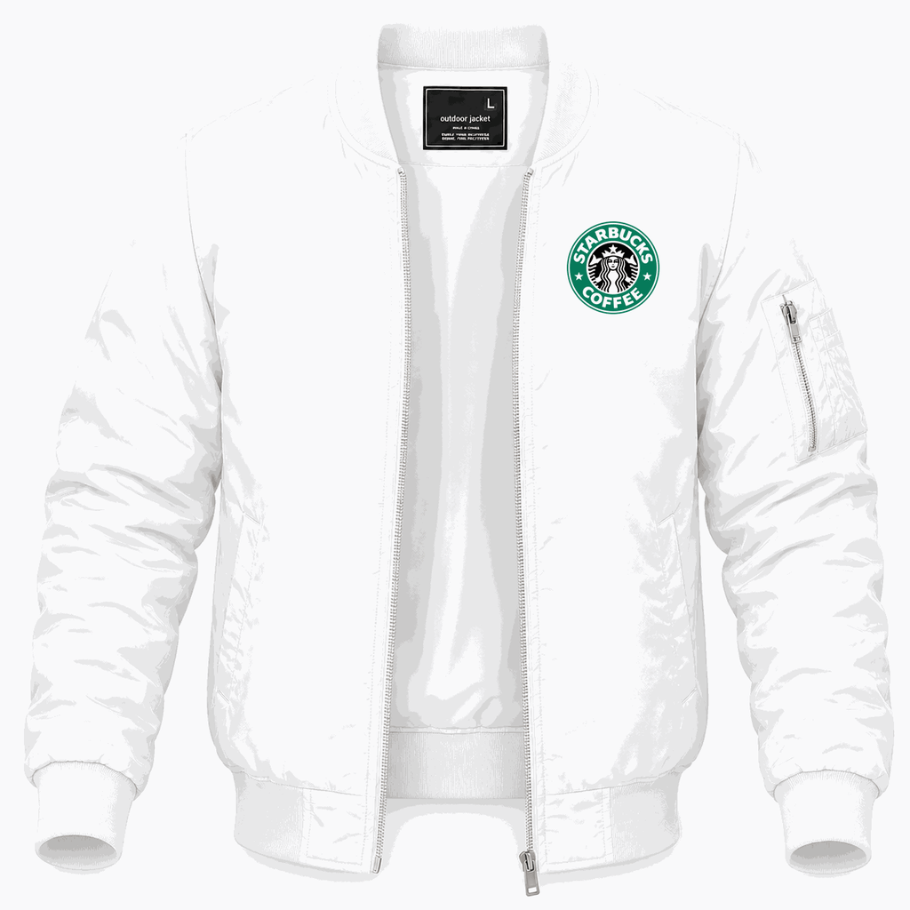 Men's Starbucks Lightweight Bomber Jacket - White