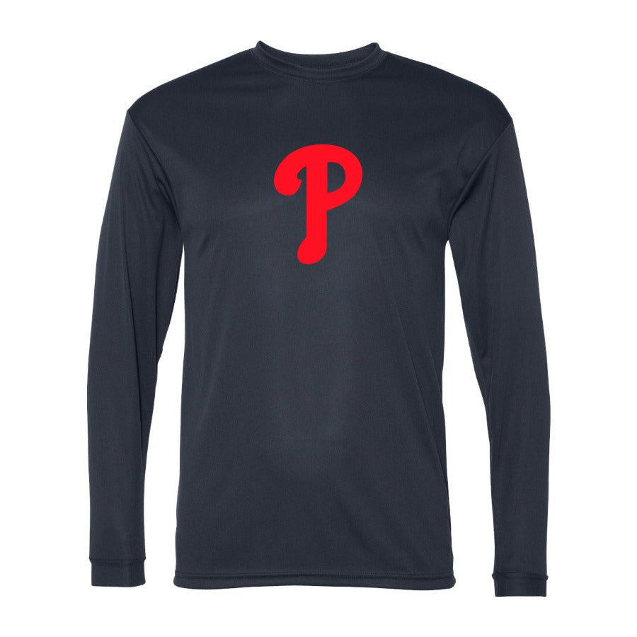 Men's Philadelphia Phillies Polyester Long Sleeve T-Shirt - Navy