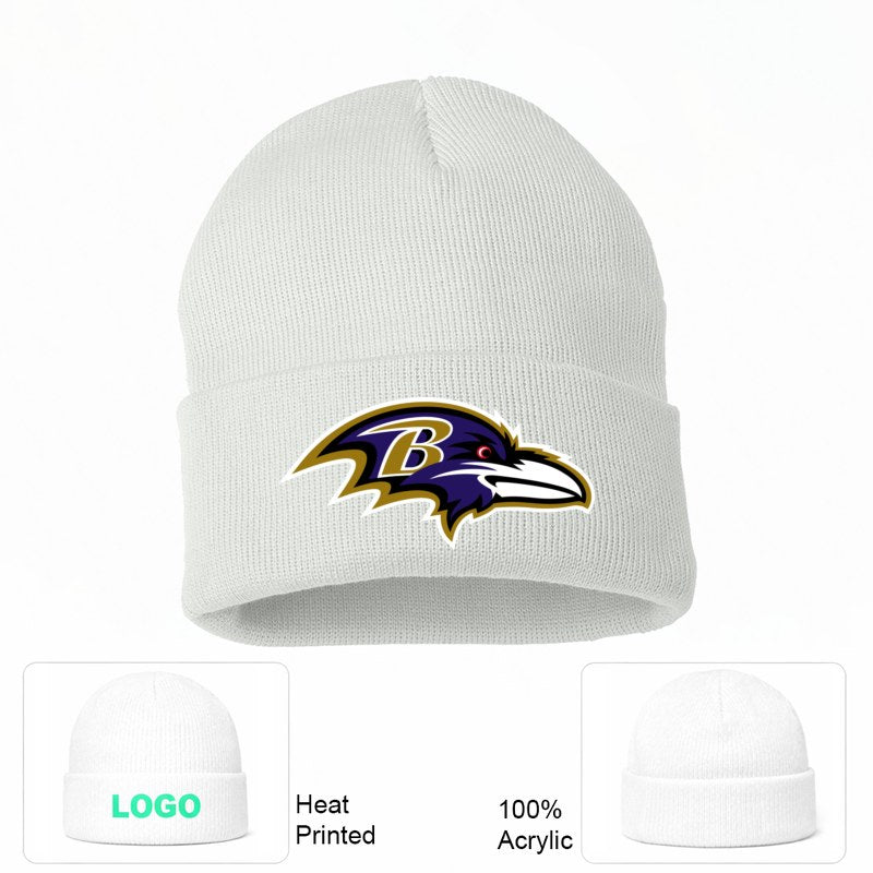 Baltimore Ravens White Beanie Hat