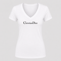 Women's Dior Black Design V Neck T-Shirt in white
