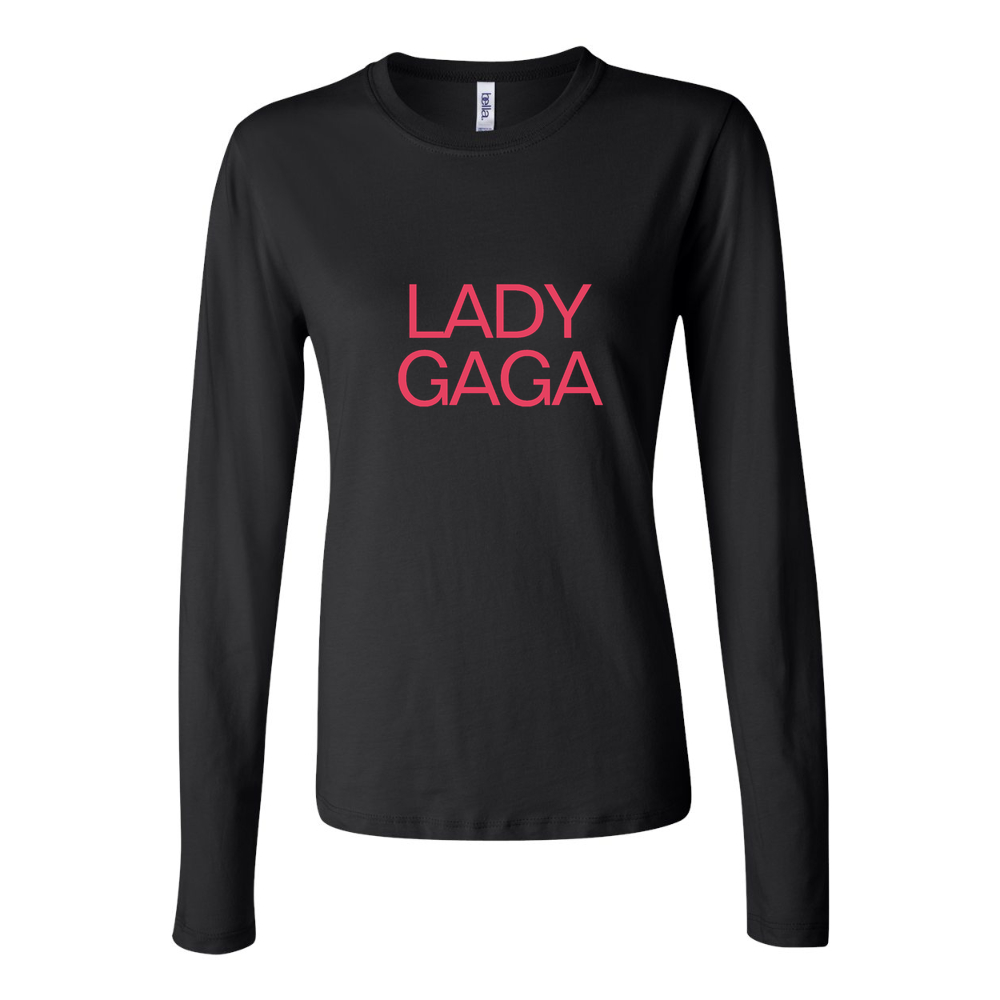 Women's Lady Gaga Logo 768x428 Long Sleeve T-Shirt - Black