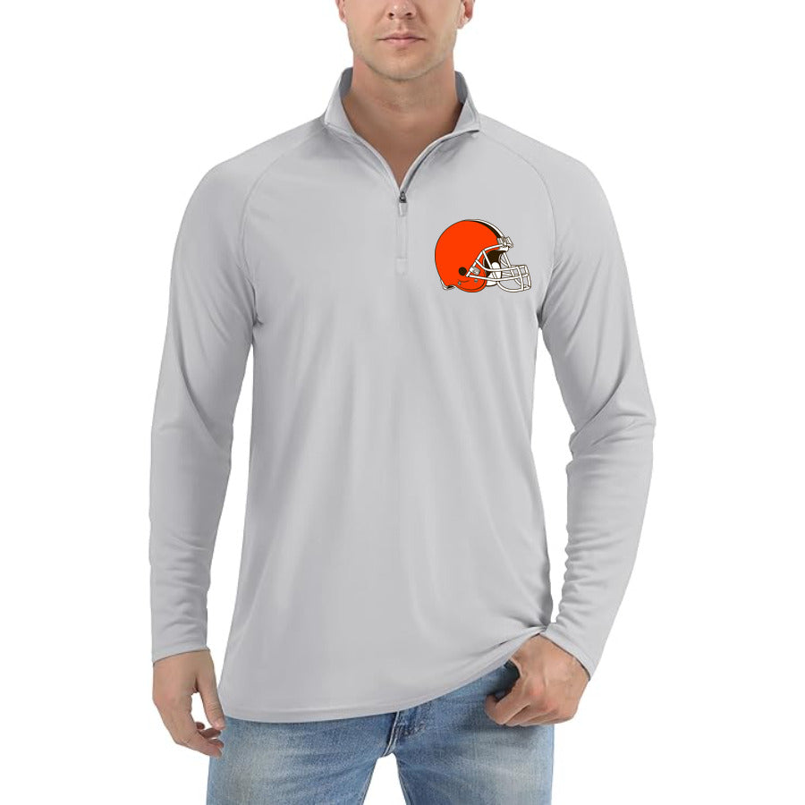 Cleveland Browns quarter-zip athletic shirt in Light Gray