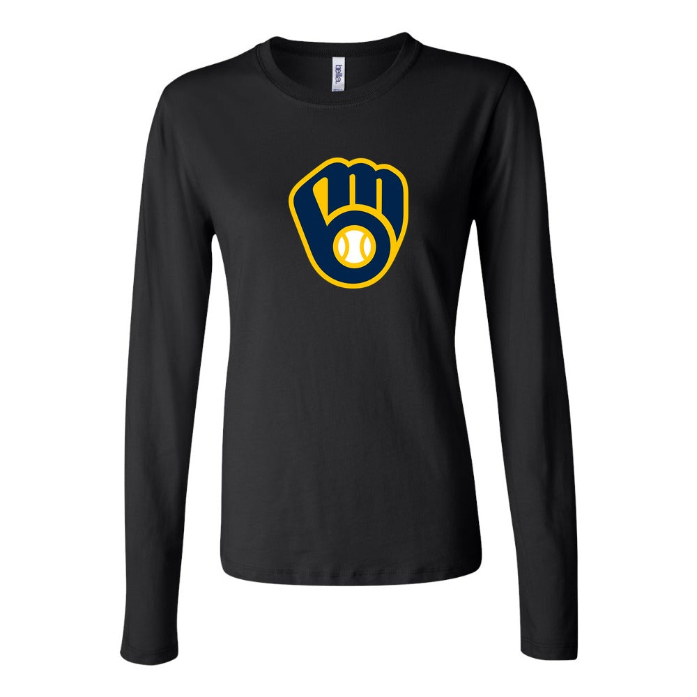Women's Milwaukee Brewers Long Sleeve T-Shirt - Black