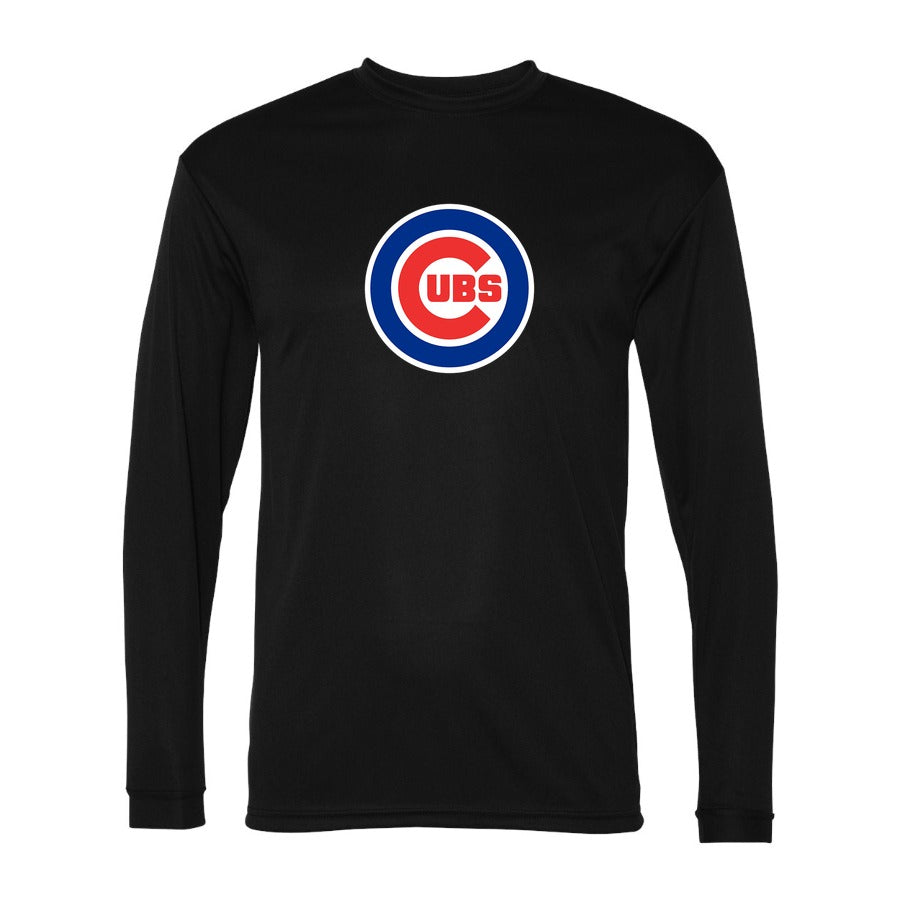 Men's Chicago Cubs Polyester Long Sleeve T-Shirt - Black
