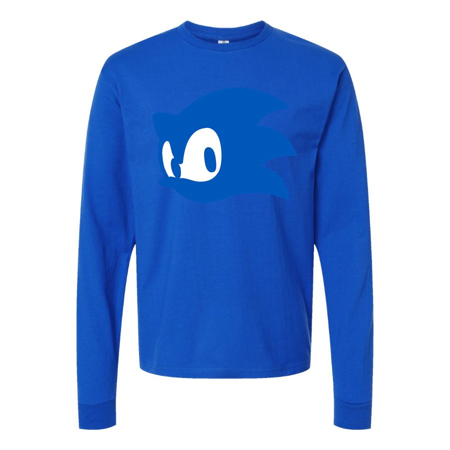 Men's Sonic Long sleeves Cotton Blend T-Shirt - Blue